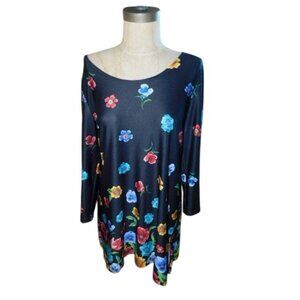 Slinky Brand Size M Medium Floral Stretchy Blouse Top